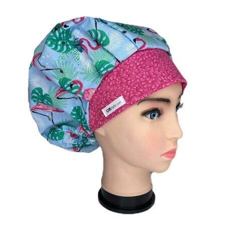 Bouffant Scrub Cap Flamingo Time Scrub Hat OR Hats Womens Scrub Caps in Kuwait