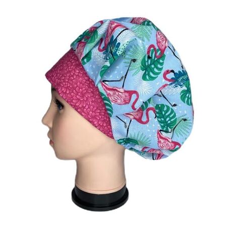 Bouffant Scrub Cap Flamingo Time Scrub Hat OR Hats Womens Scrub Caps in Kuwait