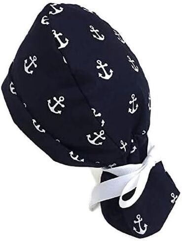 Ponytail Scrub Cap Navy Anchors Scrub Hat Scrub Caps for Women in Saudi Arabia