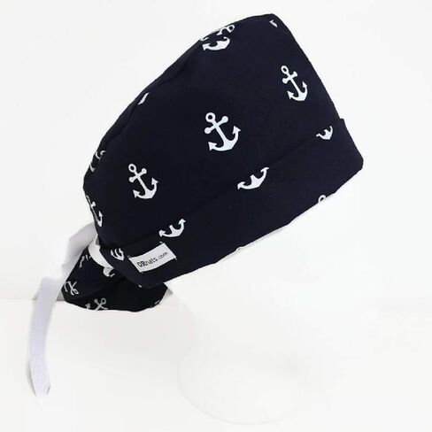 Ponytail Scrub Cap Navy Anchors Scrub Hat Scrub Caps for Women in Saudi Arabia
