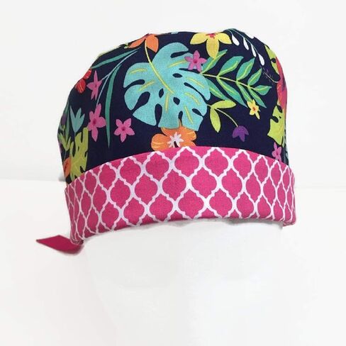 Ponytail Scrub Cap Tropical Scrub Hat Scrub Caps for Women in Saudi Arabia