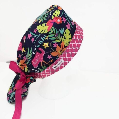 Ponytail Scrub Cap Tropical Scrub Hat Scrub Caps for Women in Saudi Arabia