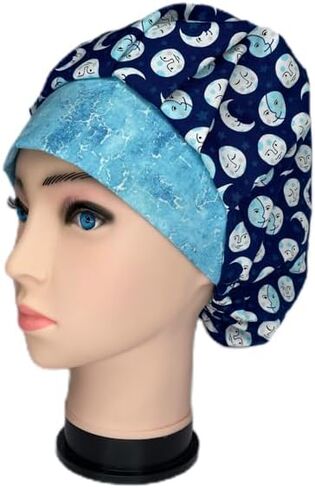 Bouffant Surgical Scrub Cap Blue Moon Scrub Hat OR Hats Womens Scrub Caps in Saudi Arabia