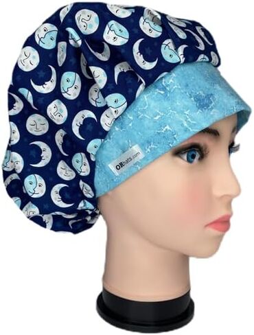 Bouffant Surgical Scrub Cap Blue Moon Scrub Hat OR Hats Womens Scrub Caps in Saudi Arabia