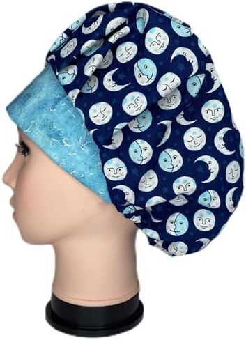Bouffant Surgical Scrub Cap Blue Moon Scrub Hat OR Hats Womens Scrub Caps in Saudi Arabia