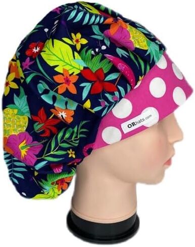 Bouffant Scrub Cap Spotted Tropical Scrub Hat OR Hats Womens Scrub Caps in Saudi Arabia