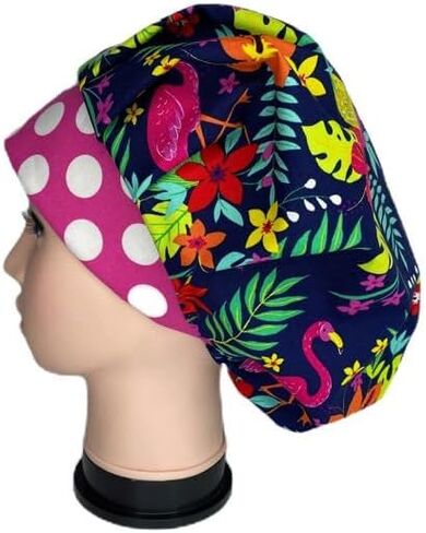 Bouffant Scrub Cap Spotted Tropical Scrub Hat OR Hats Womens Scrub Caps in Saudi Arabia