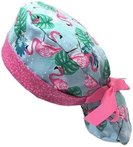 Ponytail Scrub Cap Flamingo Time Scrub Hat Scrub Caps for Women in Saudi Arabia