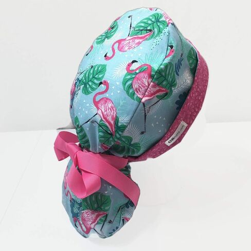 Ponytail Scrub Cap Flamingo Time Scrub Hat Scrub Caps for Women in Saudi Arabia