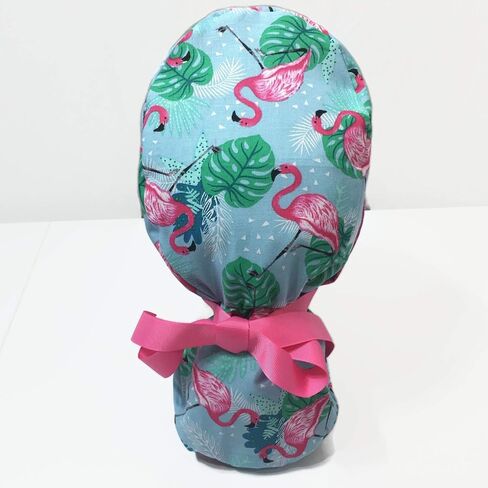 Ponytail Scrub Cap Flamingo Time Scrub Hat Scrub Caps for Women in Saudi Arabia