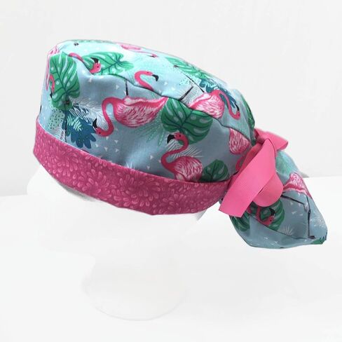 Ponytail Scrub Cap Flamingo Time Scrub Hat Scrub Caps for Women in Saudi Arabia