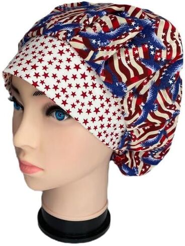 Bouffant Scrub Cap Patriotic Scrub Hat OR Hats Womens Scrub Caps in Saudi Arabia