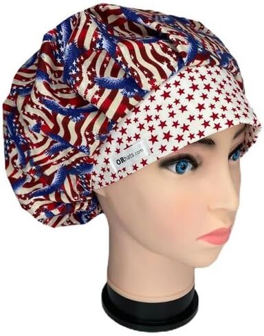 Bouffant Scrub Cap Patriotic Scrub Hat OR Hats Womens Scrub Caps in Saudi Arabia