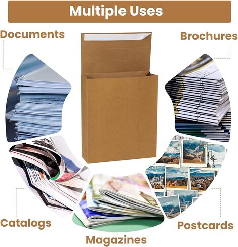 chiazllta 30pcs مظاريف قابلة للتوسيع مع ختم ذاتي 13.23x9.37 في/ 33.6x23.8 سم مظاريف كتالوج كرافت البريدية الكبيرة للوثائق in Kuwait