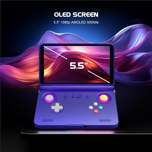 Retroid Pocket Flip 2 Retro Game Console, 5.5" AMOLED 1080P Display, Hall Effect Sticks, 5000mAh Battery, Portable Android Handheld (Black) in Kuwait