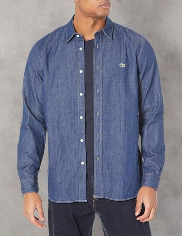 Lacoste Men's Regular Fit Organic Cotton Denim Shirt in Saudi Arabia