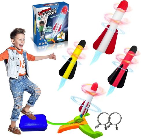 Foam Rocket Launcher for Kids Age 3 4 5 6 7 8+, Fun Catapult Rocket Toys Boys Toys Age 3-12 Girls Gift Rocket Kids Outdoor Toy in Saudi Arabia