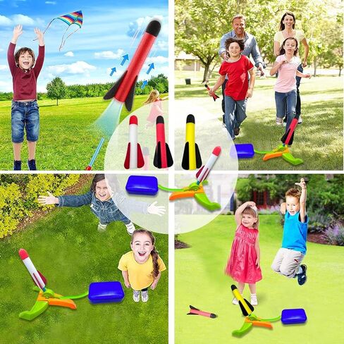 Foam Rocket Launcher for Kids Age 3 4 5 6 7 8+, Fun Catapult Rocket Toys Boys Toys Age 3-12 Girls Gift Rocket Kids Outdoor Toy in Saudi Arabia