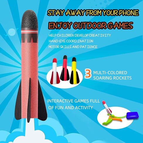 Foam Rocket Launcher for Kids Age 3 4 5 6 7 8+, Fun Catapult Rocket Toys Boys Toys Age 3-12 Girls Gift Rocket Kids Outdoor Toy in Saudi Arabia