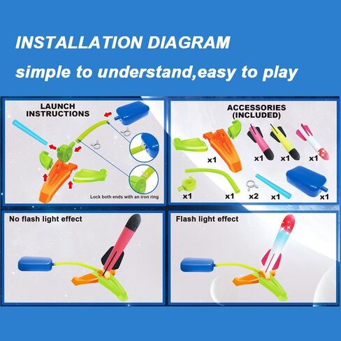 Foam Rocket Launcher for Kids Age 3 4 5 6 7 8+, Fun Catapult Rocket Toys Boys Toys Age 3-12 Girls Gift Rocket Kids Outdoor Toy in Saudi Arabia