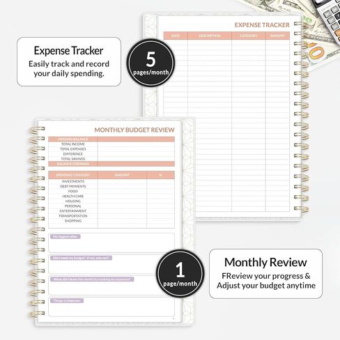 مخطط ميزانية Sunee - كتاب Deluxe Monthly Budget Book مع 12 Joblet of Bill Organizer ، دفتر ملاحظات غير مؤرخ لمدة 12 شهرًا وحجم حساب B5 (8 "× 10") لإدارة مخطط التمويل الخاص بك ، الأزرق in Kuwait