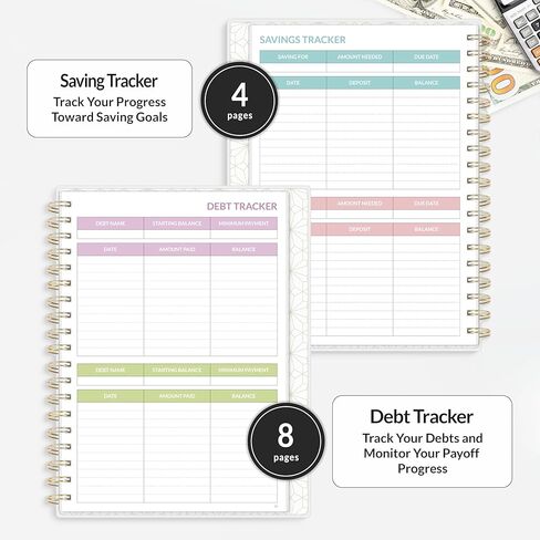 مخطط ميزانية Sunee - كتاب Deluxe Monthly Budget Book مع 12 Joblet of Bill Organizer ، دفتر ملاحظات غير مؤرخ لمدة 12 شهرًا وحجم حساب B5 (8 "× 10") لإدارة مخطط التمويل الخاص بك ، الأزرق in Kuwait