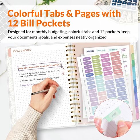 مخطط ميزانية Sunee - كتاب Deluxe Monthly Budget Book مع 12 Joblet of Bill Organizer ، دفتر ملاحظات غير مؤرخ لمدة 12 شهرًا وحجم حساب B5 (8 "× 10") لإدارة مخطط التمويل الخاص بك ، الأزرق in Kuwait