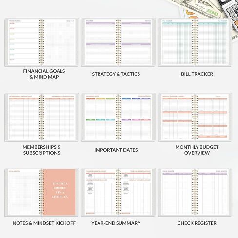 مخطط ميزانية Sunee - كتاب Deluxe Monthly Budget Book مع 12 Joblet of Bill Organizer ، دفتر ملاحظات غير مؤرخ لمدة 12 شهرًا وحجم حساب B5 (8 "× 10") لإدارة مخطط التمويل الخاص بك ، الأزرق in Kuwait