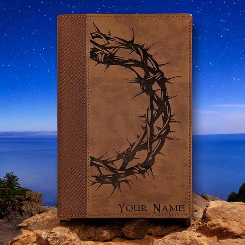 Personalized Large Print NIV Bible | Crown of Thorns Custom Name Laser Engraved Bible | Custom NIV Bible | Christian Gift | Baptism Gift in Saudi Arabia