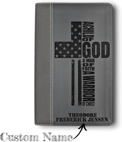 Warrior of God Personalized Large Print NIV Bible | Cross Engraved Bible | Custom Name Black Gray Bible | Word of God Laser Engraved Bible | Baptism Gift in Saudi Arabia