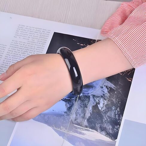 Genuine Black Onyx Bangle Bracelet, 15mm Wide, Vintage Gemstone Bangle For Women, Agate Bracelet Cuffs in Saudi Arabia