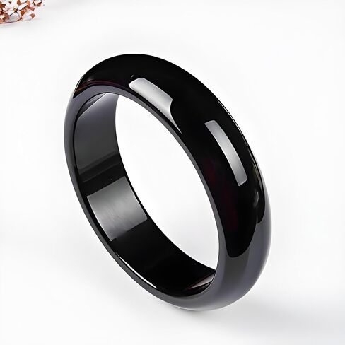 Genuine Black Onyx Bangle Bracelet, 15mm Wide, Vintage Gemstone Bangle For Women, Agate Bracelet Cuffs in Saudi Arabia