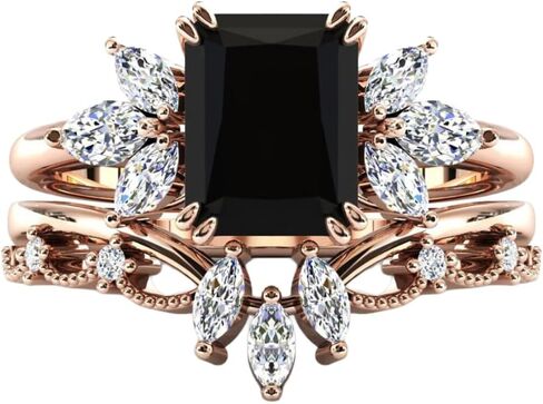 1CT-3CT Emerald Cut Black Diamond Engagement Ring مجموعة Solitaire Black Onyx الذكرى السنوية للمرأة التي تعد بها هدايا لها 925 Silver/10K/14K/18K الذهب in Kuwait