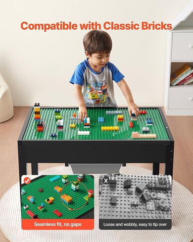 طاولة النشاط الخشبية لـ Vevor Kids ، لبنات البناء على الوجهين ، طاولة تشغيل متعددة الأغراض مع صناديق تخزين 2+ سنوات ، مساحة تخزين كبيرة ، حاضرة للبنين والبنات ، الأسود in Kuwait
