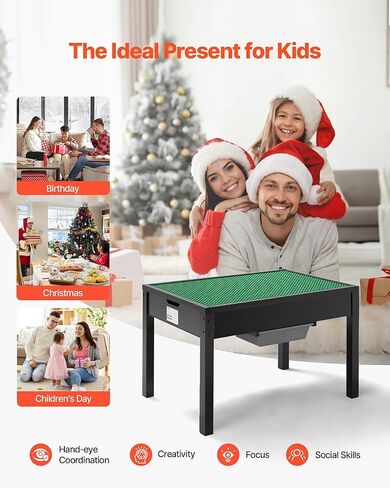 طاولة النشاط الخشبية لـ Vevor Kids ، لبنات البناء على الوجهين ، طاولة تشغيل متعددة الأغراض مع صناديق تخزين 2+ سنوات ، مساحة تخزين كبيرة ، حاضرة للبنين والبنات ، الأسود in Kuwait