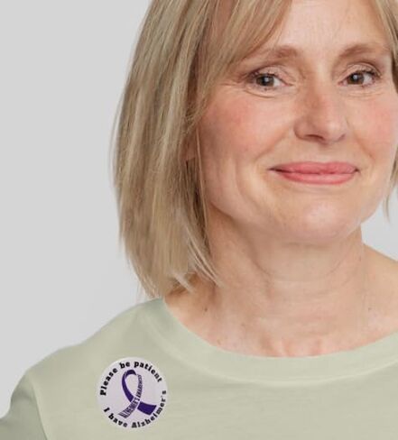Dementia Awareness pin - Please be Patient, I have Alzheimer's button - single 2.25" pinback button in Saudi Arabia