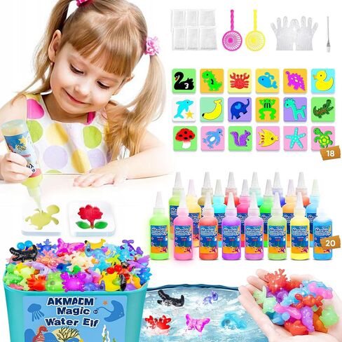 طقم لعبة Magic Water Elf للأطفال - مجموعة Aqua Fairy Water Gel Kit - 20 ألوانًا*60 مل من مجموعة صانعات Squishy - 18 قالب - مجموعة من الفنون والحرف المائية. in Kuwait