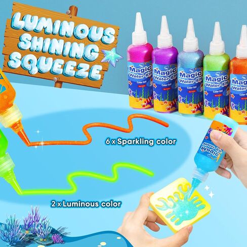 طقم لعبة Magic Water Elf للأطفال - مجموعة Aqua Fairy Water Gel Kit - 20 ألوانًا*60 مل من مجموعة صانعات Squishy - 18 قالب - مجموعة من الفنون والحرف المائية. in Kuwait