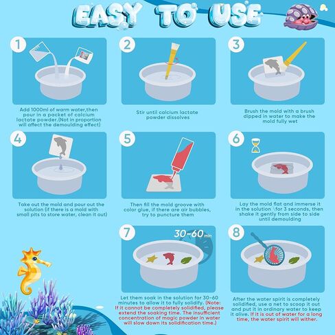 Magic Water Elf Toy Kit for Kids - Aqua Fairy Water Gel Kit - 20 Colors*60ml Squishy Maker Set - 18 Shape Molds - Arts & Crafts Water Elf Creation kit - Children's DIY Marine Life (20 Colors) in Kuwait