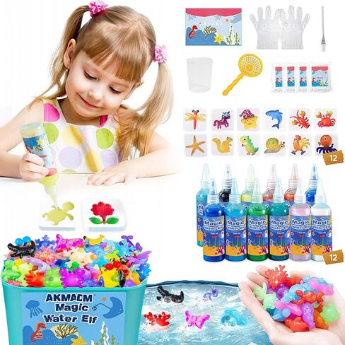 Magic Water Elf Toy Kit for Kids - Aqua Fairy Water Gel Kit - 20 Colors*60ml Squishy Maker Set - 18 Shape Molds - Arts & Crafts Water Elf Creation kit - Children's DIY Marine Life (20 Colors) in Kuwait
