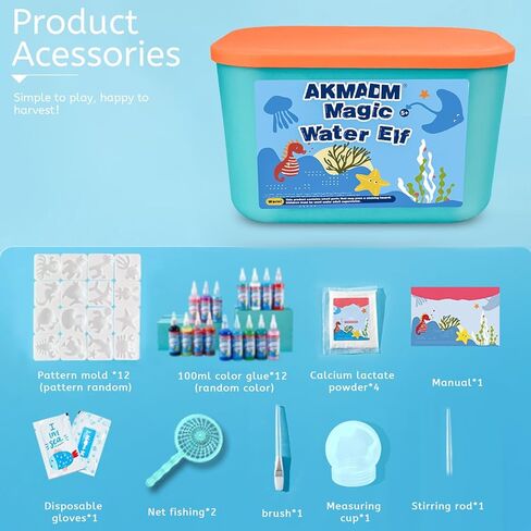 Magic Water Elf Toy Kit for Kids - Aqua Fairy Water Gel Kit - 20 Colors*60ml Squishy Maker Set - 18 Shape Molds - Arts & Crafts Water Elf Creation kit - Children's DIY Marine Life (20 Colors) in Kuwait