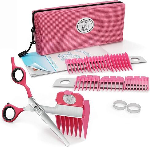 SCAREDY CUT Silent Pet Grooming Kit for Dog, Cat and All Pet Grooming - A Quiet Alternative to Electric Clippers for Sensitive Pets (Left-Handed Pink) in Saudi Arabia