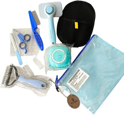 9-in-1 Pet Grooming Kit, Self-Cleaning Slicker Brush, Deshedding Rake, Lint Remover, Nail Clipper & More, Complete Cats & Dog Care Set. in Saudi Arabia