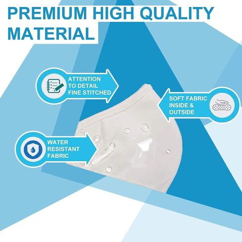 Water Resistant Light Fabric Unisex White Face Mask - Washable & Reusable Non Disposable Facemasks for Protection, Durable Breathable Cotton Cloth Shield, great for Men Women Adult (4 Pack) in Saudi Arabia