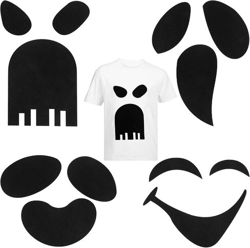 Oudain 4 Pcs Halloween Adhesive Silly Ghost Face Felt Sticker Felt Cute Clothes Sticker for Halloween DIY Projects Costume Decorations(Classic) in Saudi Arabia