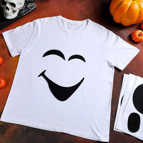 Oudain 4 Pcs Halloween Adhesive Silly Ghost Face Felt Sticker Felt Cute Clothes Sticker for Halloween DIY Projects Costume Decorations(Classic) in Saudi Arabia