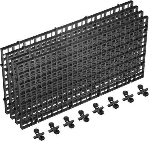 uxcell 4Pcs Aquarium Fish Tank Divider, 12x6 Inch Plastic Egg Crate Light Diffuser Grid Filter Bottom Partition Separator with Sucker Clips and Suction Cups for Aquarium, Black in Saudi Arabia