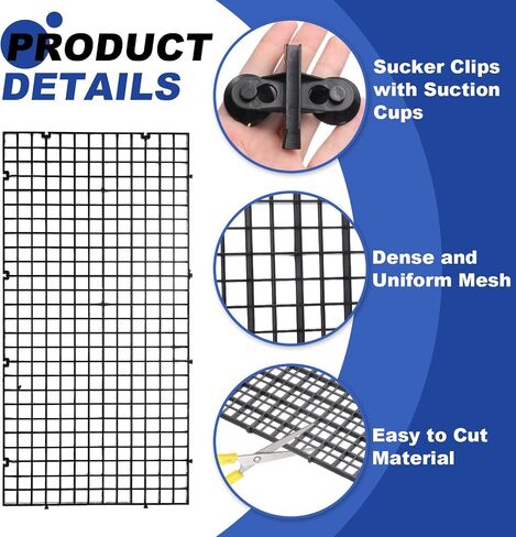 uxcell 4Pcs Aquarium Fish Tank Divider, 12x6 Inch Plastic Egg Crate Light Diffuser Grid Filter Bottom Partition Separator with Sucker Clips and Suction Cups for Aquarium, Black in Saudi Arabia