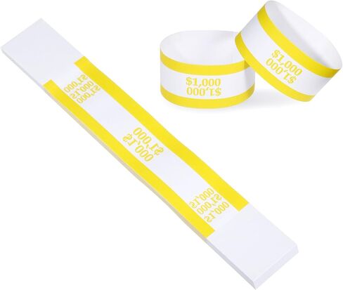 100pcs نطاقات المال الأصفر للنقد ، وأشرطة العملات النقدية الختم ، وأغلفة الأموال للفواتير ، وأشرطة المال لعملة بنك السوبر ماركت. in Kuwait