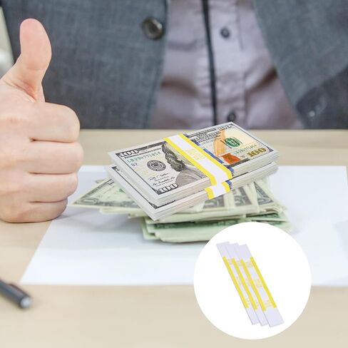 100pcs نطاقات المال الأصفر للنقد ، وأشرطة العملات النقدية الختم ، وأغلفة الأموال للفواتير ، وأشرطة المال لعملة بنك السوبر ماركت. in Kuwait